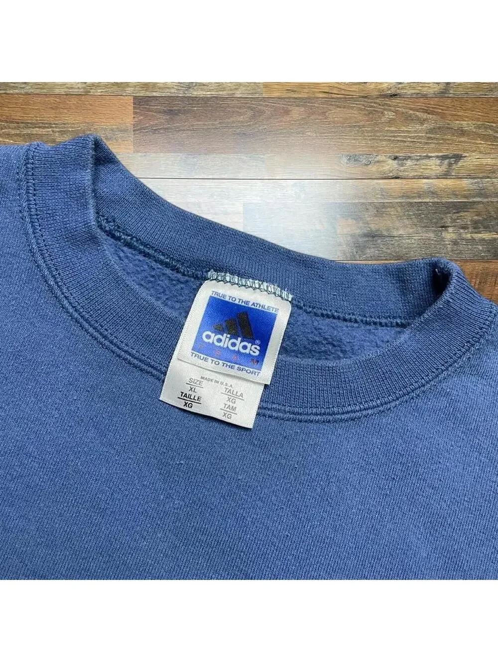 Vintage 90s Adidas Blue Sweatshirt Pullover Center Logo Size XL